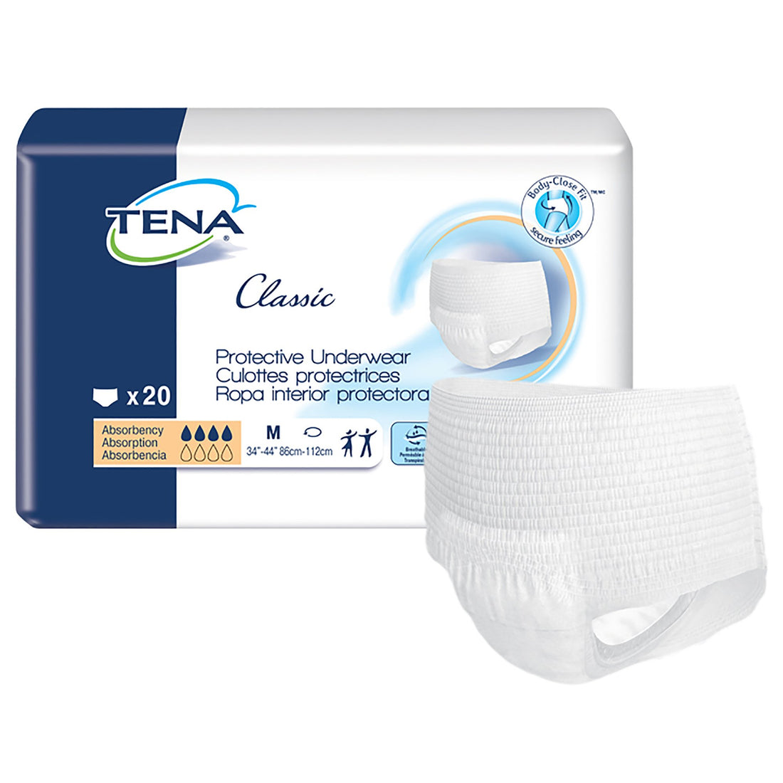 Absorbent Underwear TENA® Classic Pull On with Tear Away Seams Adult Unisex Disposable Moderate Absorbency