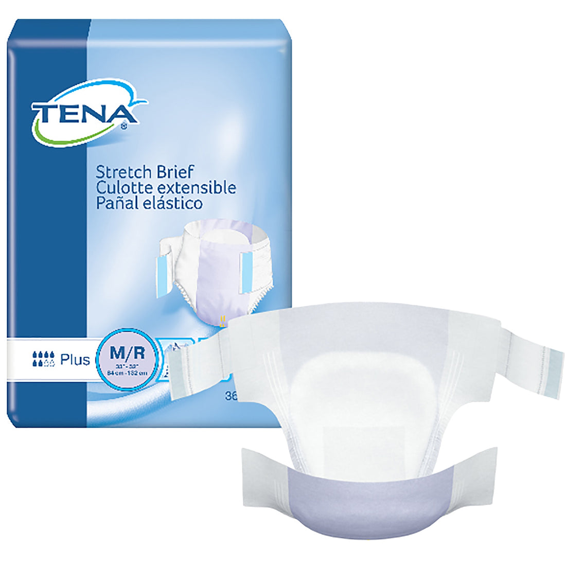 Incontinence Brief TENA® Stretch™ Plus Adult Unisex Disposable Moderate Absorbency