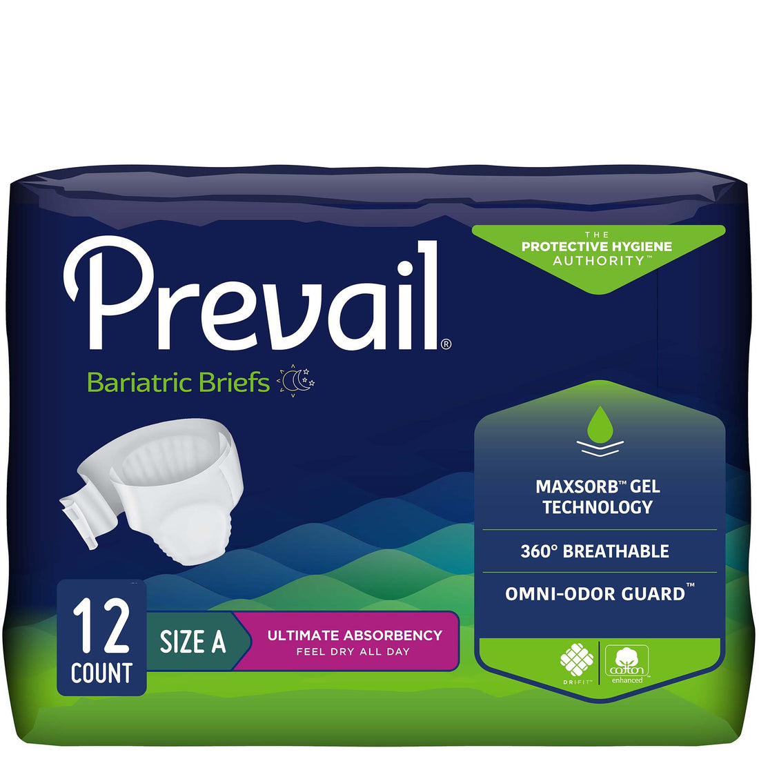 Incontinence Brief Prevail® Bariatric Adult Bariatric Unisex Disposable Heavy Absorbency