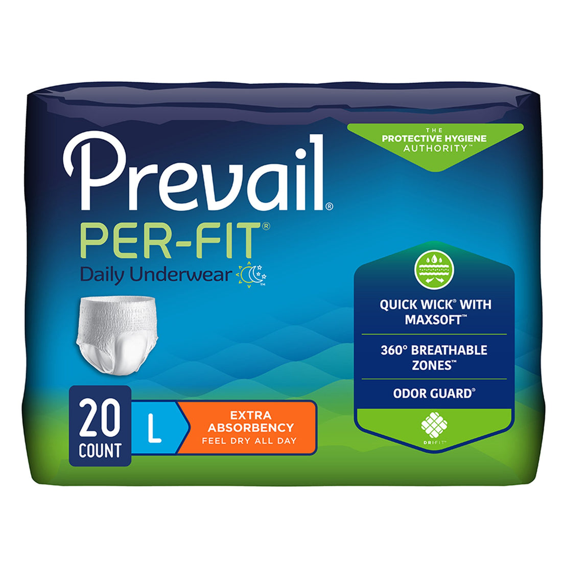 Absorbent Underwear Prevail® Per-Fit® Extra Pull On with Tear Away Seams Adult Unisex Disposable Heavy Absorbency