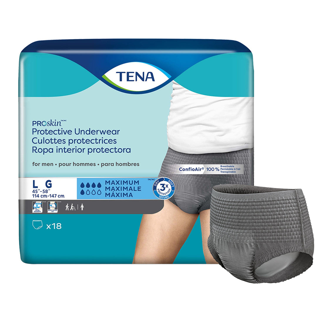 Absorbent Underwear TENA® ProSkin™ Pull On with Tear Away Seams Adult Male Disposable Moderate Absorbency