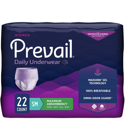 Absorbent Underwear Prevail® Daily Underwear Pull On with Tear Away Seams Adult  Female Disposable Heavy Absorbency