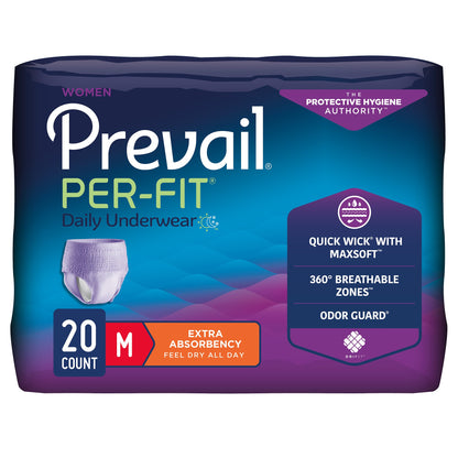 Absorbent Underwear Prevail® Per-Fit® Pull On with Tear Away Seams Adult Female Disposable Moderate Absorbency