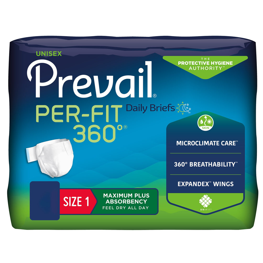 Incontinence Brief Prevail® Per-Fit 360°™ Adult Unisex Disposable Heavy Absorbency