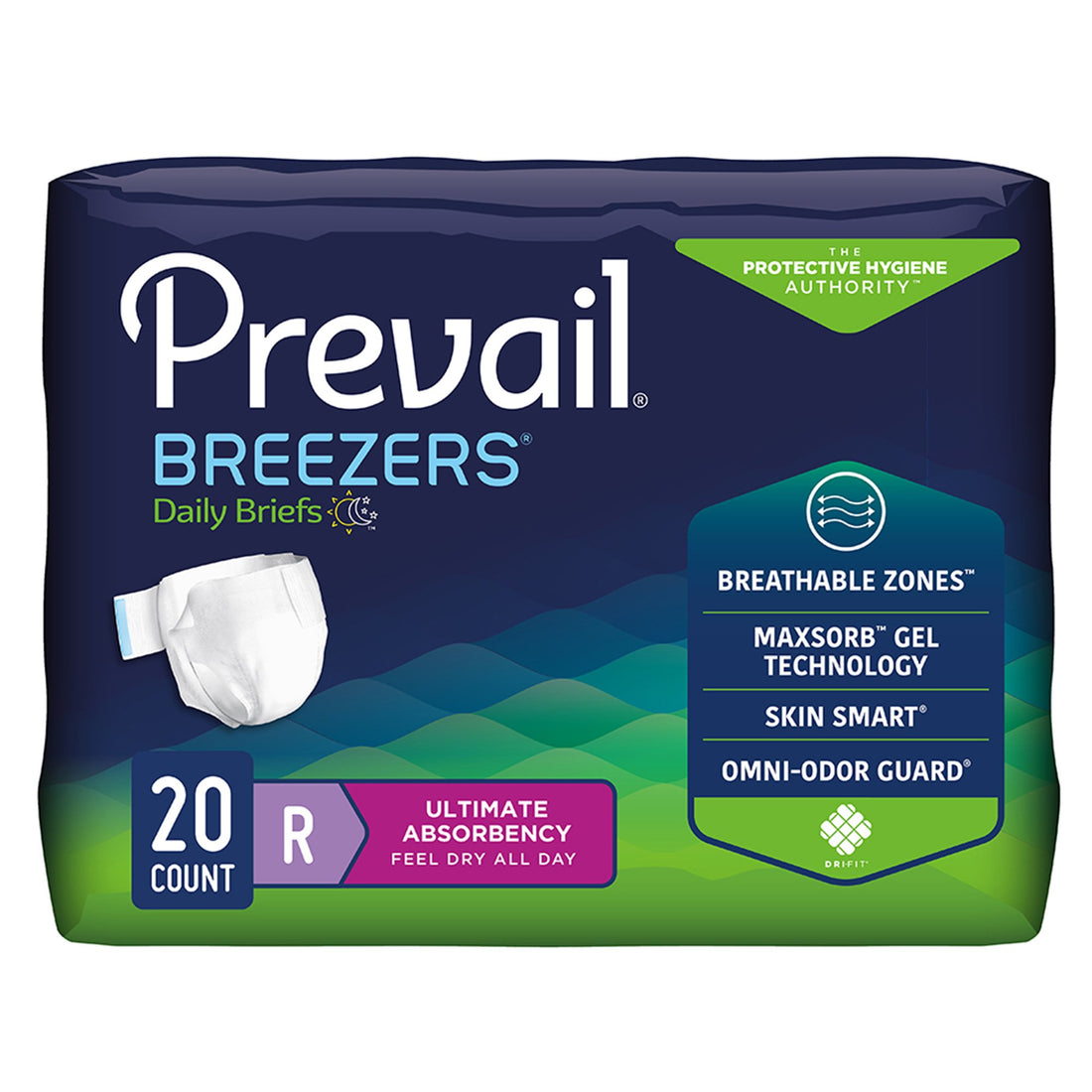 Incontinence Brief Prevail® Breezers® Adult Regular Unisex Disposable Heavy Absorbency