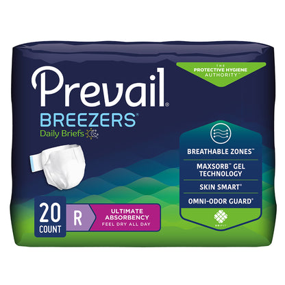 Incontinence Brief Prevail® Breezers® Adult Regular Unisex Disposable Heavy Absorbency
