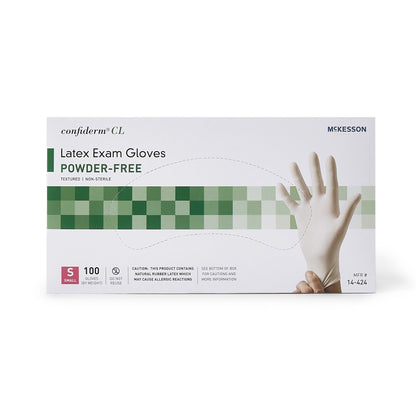 Exam Glove McKesson Confiderm® NonSterile Latex Standard Cuff Length Textured Fingertips Ivory Not Rated