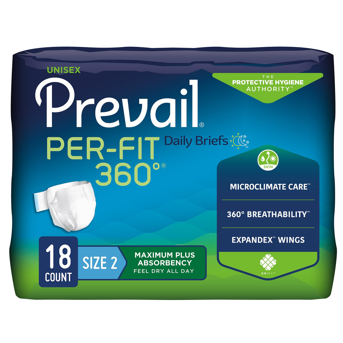 Incontinence Brief Prevail® Per-Fit 360°™ Adult Unisex Disposable Heavy Absorbency