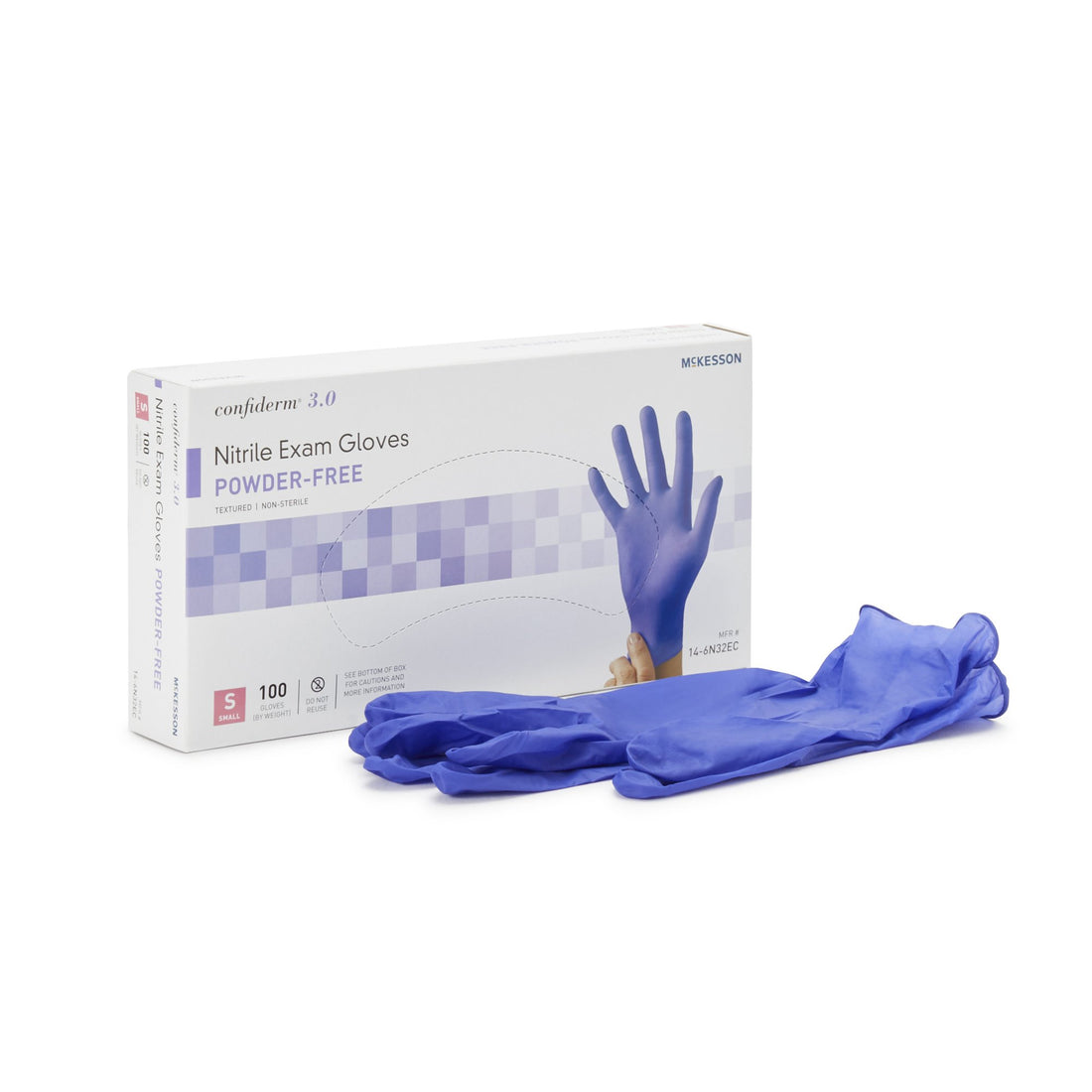 Exam Glove McKesson Confiderm® 3.0 NonSterile Nitrile Standard Cuff Length Textured Fingertips Blue Chemo Tested / Fentanyl Tested