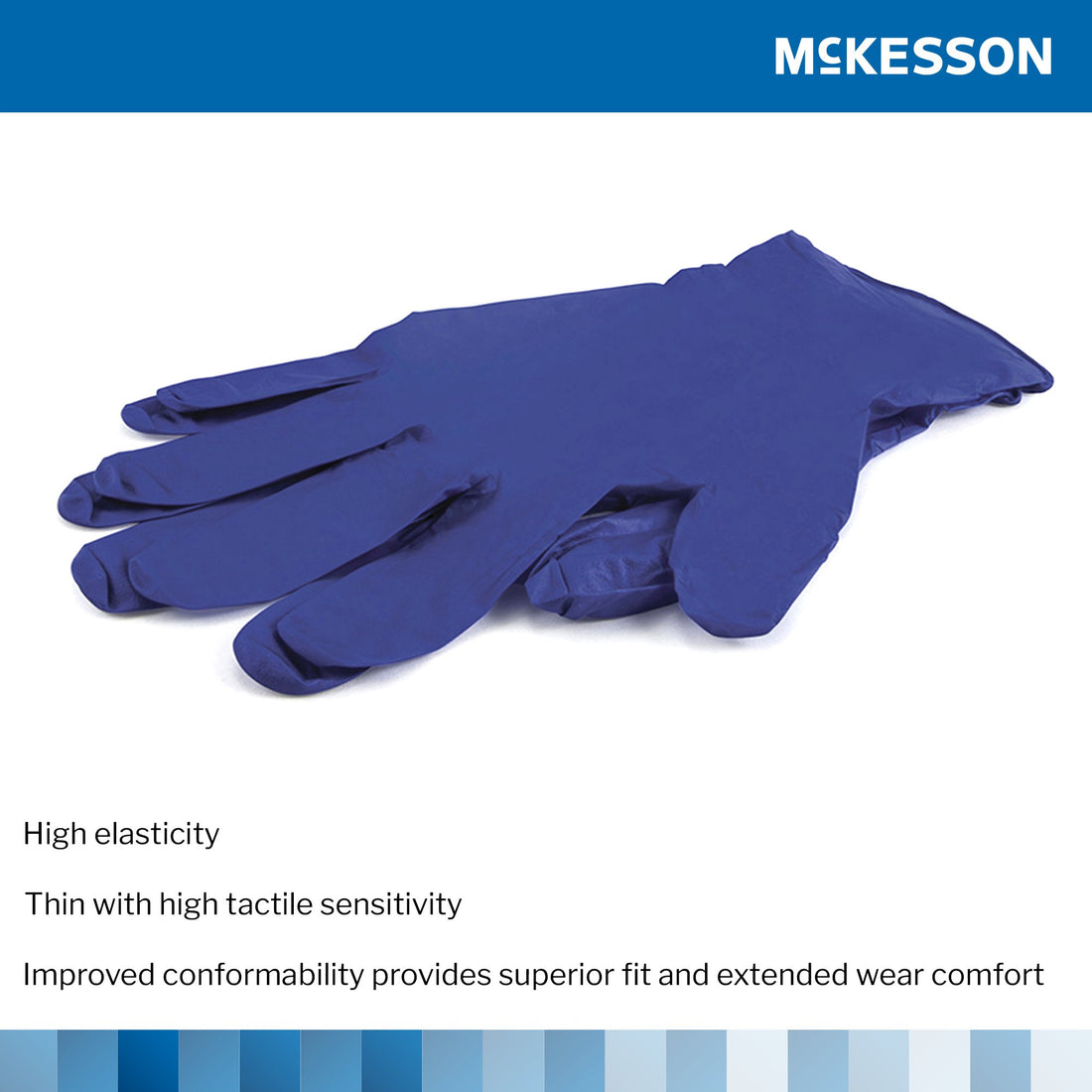 Exam Glove McKesson Confiderm® 3.0 NonSterile Nitrile Standard Cuff Length Textured Fingertips Blue Chemo Tested / Fentanyl Tested