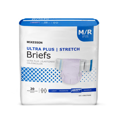 Incontinence Brief McKesson Ultra Plus Stretch Adult Unisex Disposable Heavy Absorbency