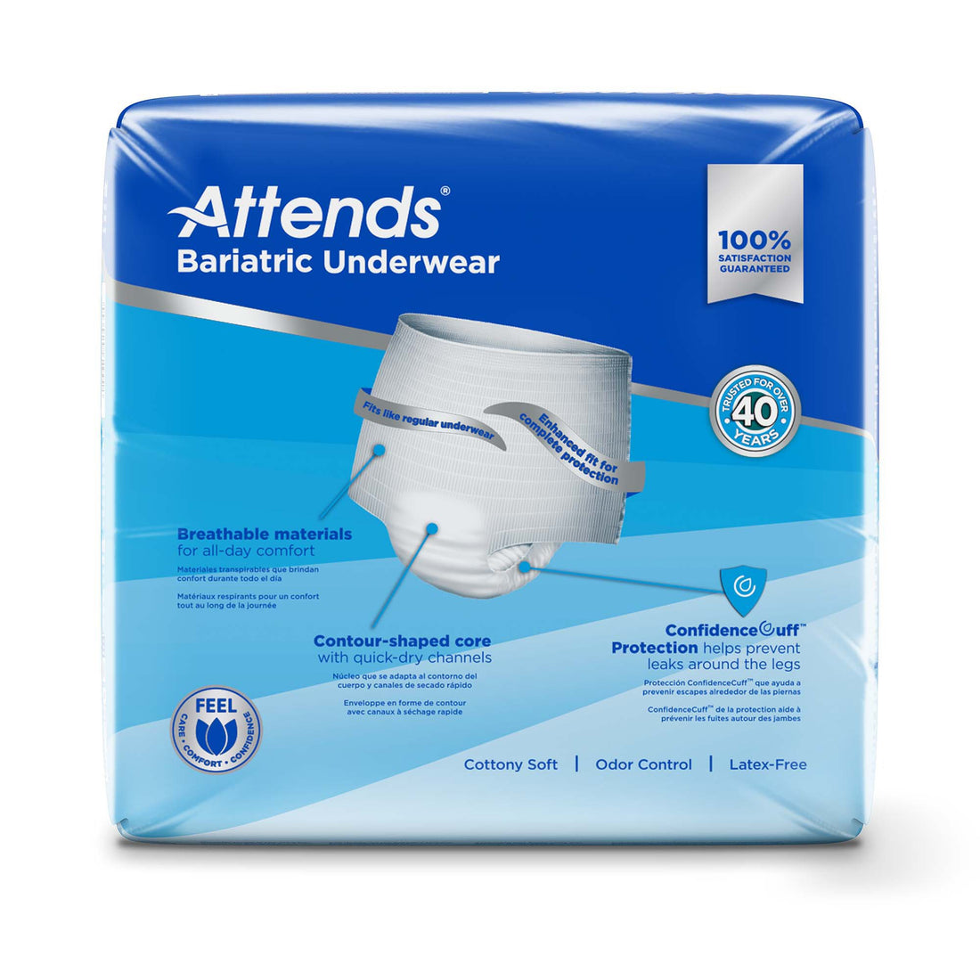 Absorbent Underwear Attends® Bariatric Pull On with Tear Away Seams Adult 2X-Large Unisex Disposable Heavy Absorbency