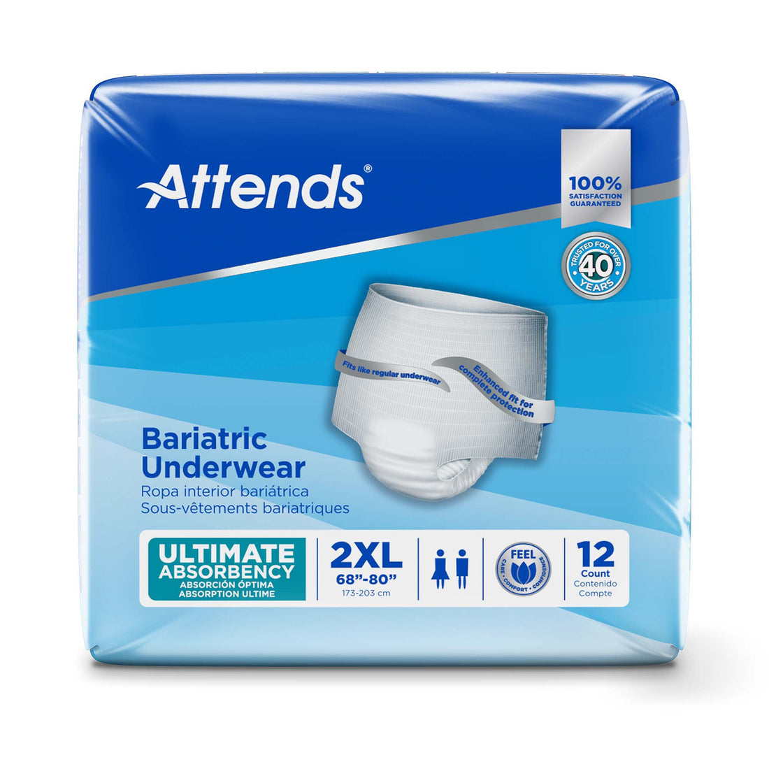 Absorbent Underwear Attends® Bariatric Pull On with Tear Away Seams Adult 2X-Large Unisex Disposable Heavy Absorbency
